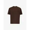Arne Mens Brown Crewneck Relaxed-fit Short-sleeved Cotton T-shirt