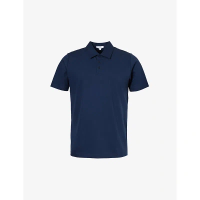 Arne Mens Navy Short-sleeved Regular-fit Cotton-jersey Polo Shirt