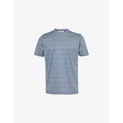 Arne Mens Navy Striped Cotton-jersey T-shirt