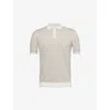 Arne Mens Oatmeal Contrast-trim Relaxed-fit Cotton-knit Polo Shirt