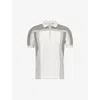 Arne Mens Sage Colour-block Ribbed Cotton-knit Polo Shirt