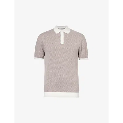 Arne Mens Stone Cotton Knitted Polo Shirt