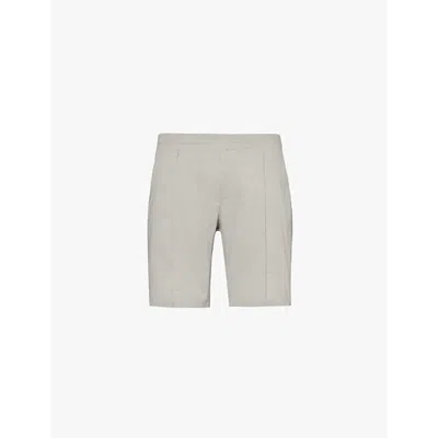 Arne Mens Stone Seersucker-textured Elasticated-waist Cotton-blend Shorts