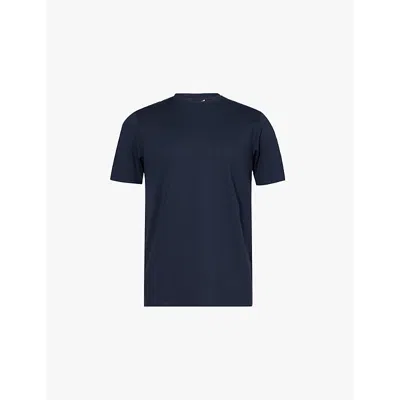 Arne Mens Vy Crewneck Regular-fit Stretch-woven Jersey T-shirt In Navy