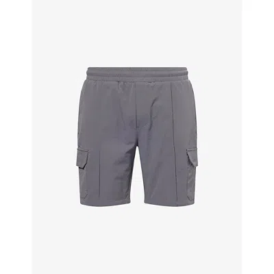 Arne Mens Grey Cargo Flap-pocket Woven Shorts In Gray