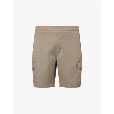 Arne Mens Drawstring Patch-pocket Stretch-cotton Cargo Shorts Olive Xs