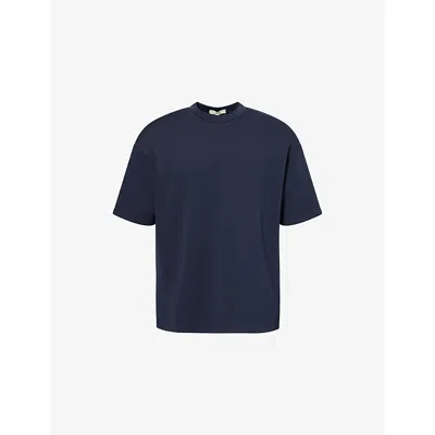 Arne Mens Navy Everyday Luxe Cotton-blend T-shirt In Blue