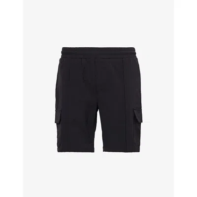 Arne Mens Black Flap-pocket Cargo Woven Shorts