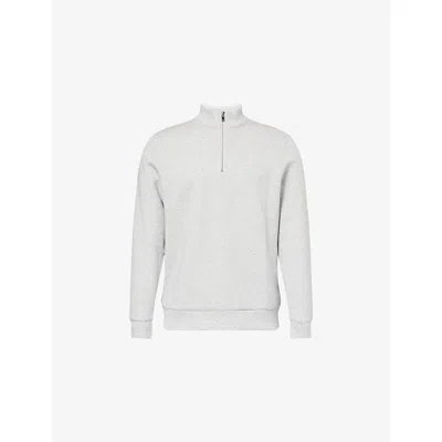 ARNE MENS MARL GREY HALF-ZIP RELAXED-FIT COTTON-JERSEY TOP