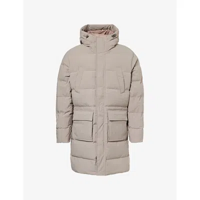 Arne Mens Taupe Hooded Mid-length Puffer Parka In Neutral