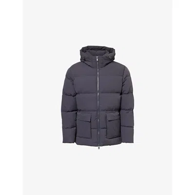 Arne Mens Grey Hooded Padded Parka In Blue