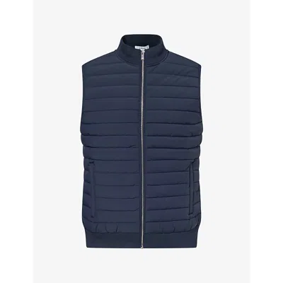 Arne Mens  Hybrid Quilted Woven Gilet In Blue