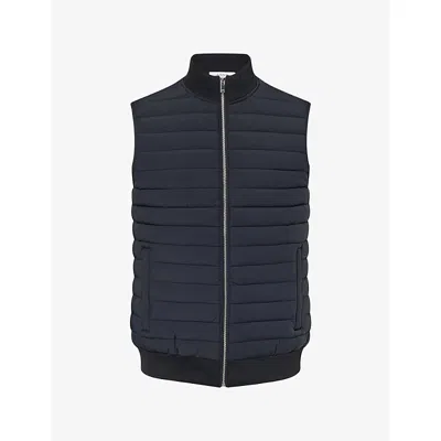 Arne Mens  Hybrid Quilted Woven Gilet In Blue
