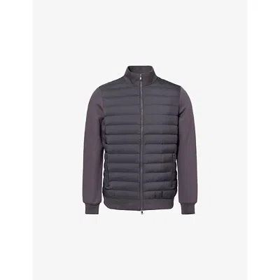 Arne Mens Grey Hybrid Tech Quilted Woven Jacket In Blue
