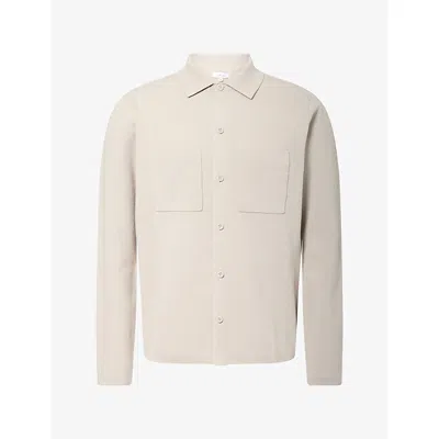 Arne Mens  Knitted Woven Overshirt In Neutral