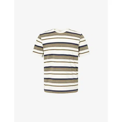 Arne Mens White Navy Nova Striped Cotton-jersey T-shirt In Multi