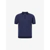 Arne Mens Navy Square Short-sleeve Knitted Polo Shirt In Blue