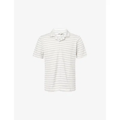 Arne Mens Mid Grey Striped Textured Knitted Shirt In Gray