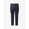 Arne Mens Navy Tailored Tapered-leg Linen And Cotton Trousers In Blue