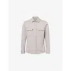Arne Mens Stone Textured Flap-pocket Stretch-woven Overshirt Xl In Gray