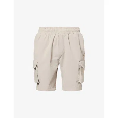 Arne Mens Stone Utility Cargo Multi-pockets Stretch-woven Shorts In Neutral