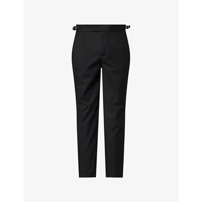 Arne Mens Black Adjustable-waistband Formal Woven Trousers
