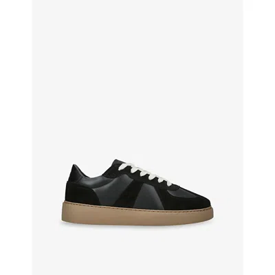 Arne Mens  Classic Court Leather And Suede Trainers In Black