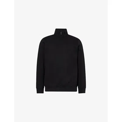 Arne Mens Black Essential Slim-fit Half Zip Cotton-blend Jumper Xs