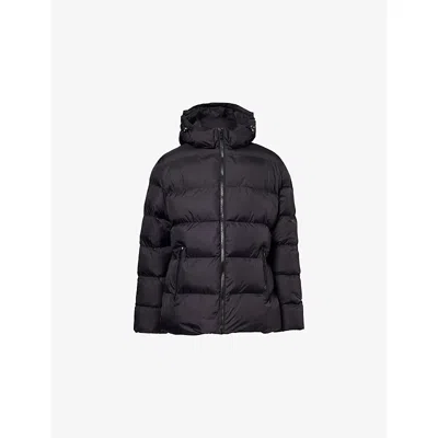 Arne Mens Black Hooded Short Shell-padded Puffer Jacket