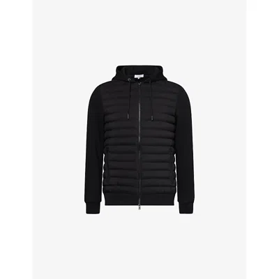 Arne Mens Black Hybrid Hooded Quilted Woven Jacket