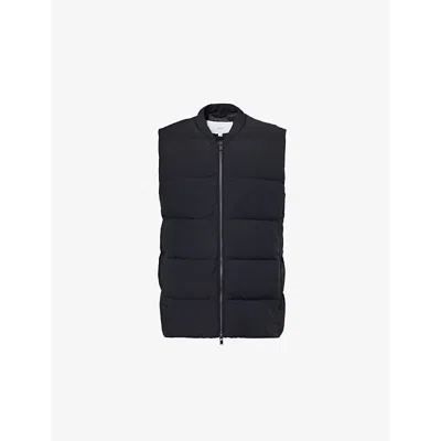 Arne Mens  Quilted Two-zip-pockets Relaxed-fit Stretch-shell-down Gilet In Black