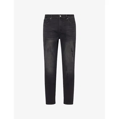 Arne Mens Black Wash Distressed Slim-fit Denim Jeans