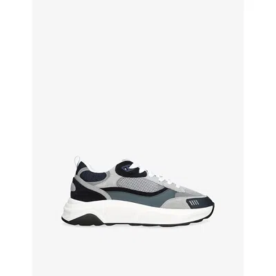 Arne Mens Blue Other Flow Runner Leather, Suede And Mesh Trainers Eur 45 / 11 Uk