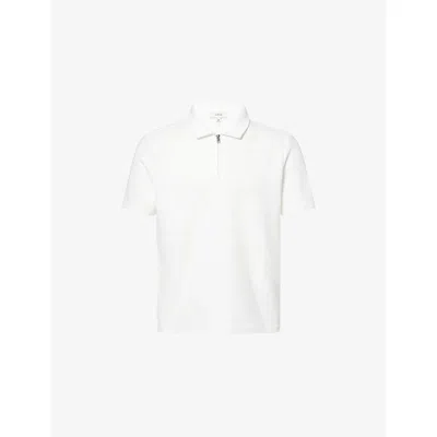 Arne Mens Cavour Textured Zip Woven Polo Shirt White Xl