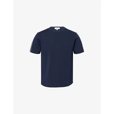 Arne Mens Everyday Luxe Piping Woven T-shirt Navy