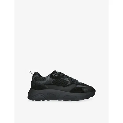 Arne Mens Flow Runner Leather, Suede And Mesh Trainers Black Eur 46 / 12 Uk