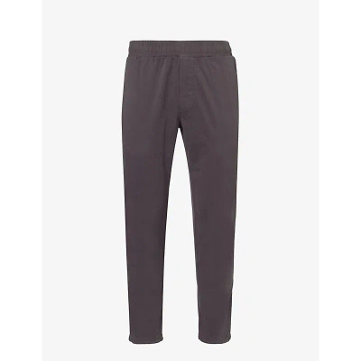 Arne Mens Grey Garment-dyed Tapered-leg Stretch-cotton Trousers