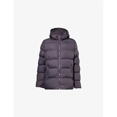 Arne Mens Grey Hooded Short Shell-padded Puffer Jacket In Purple
