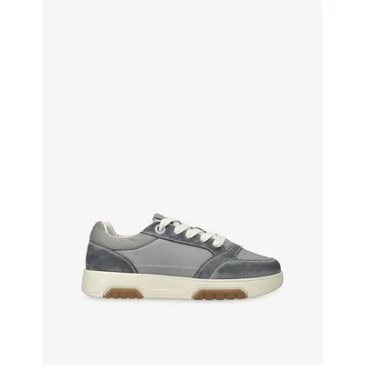 Arne Mens Grey/dark Nova Leather And Woven Trainers Eur 45 / 11 Uk In Multi