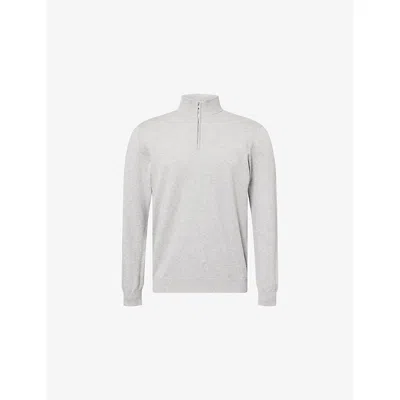 Arne Mens Marl Grey Half-zip Funnel-neck Knitted Jumper Xxl In Gray