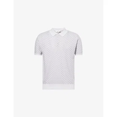 Arne Mens  Checkerboard Contrast Knitted Polo Top In Gray