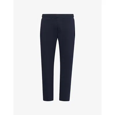 Arne Mens Navy Interlock Tapered-leg Stretch-woven Jogging Bottoms In Blue