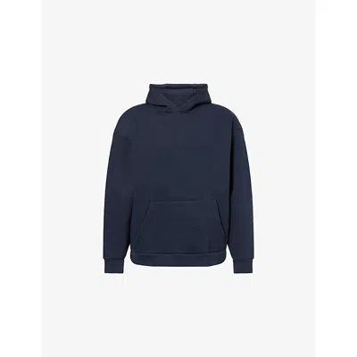 Arne Mens Navy Relaxed-fit Long-sleeves Cotton-blend Hoodie Xl In Blue