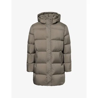 Arne Mens Olive Hooded Mid-length Puffer Parka Jacket Xl In Green