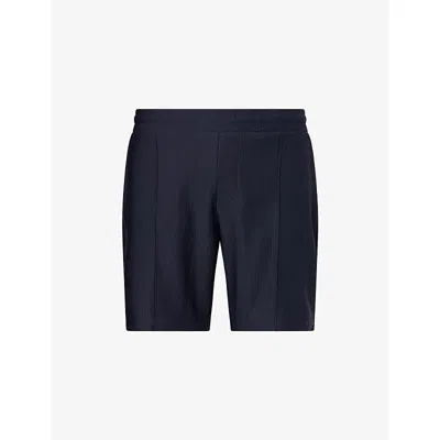 Arne Mens Pleated Slim-fit Woven Shorts Navy Xxl
