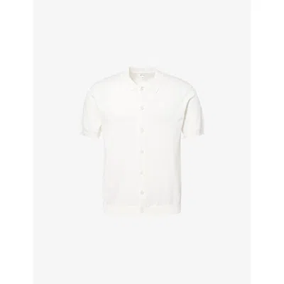 Arne Mens Short-sleeve Knitted Cotton Shirt White Xs