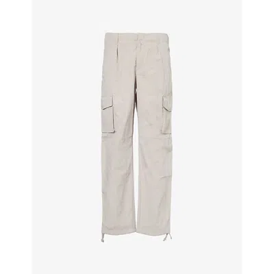 Arne Mens  Drawstring-waist Straight-leg Relaxed-fit Cotton-blend Cargo Trouser In Stone