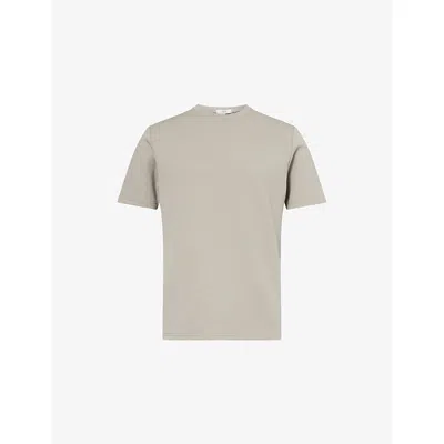 Arne Mens Essential Luxe Crewneck Stretch-cotton Blend T-shirt Stone Xs