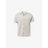 Arne Mens Textured Interlock Revere Camp-collar Stretch-woven Shirt Stone Xl