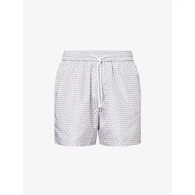 Arne Mens Taupe Drawstring Swim Shorts In Brown